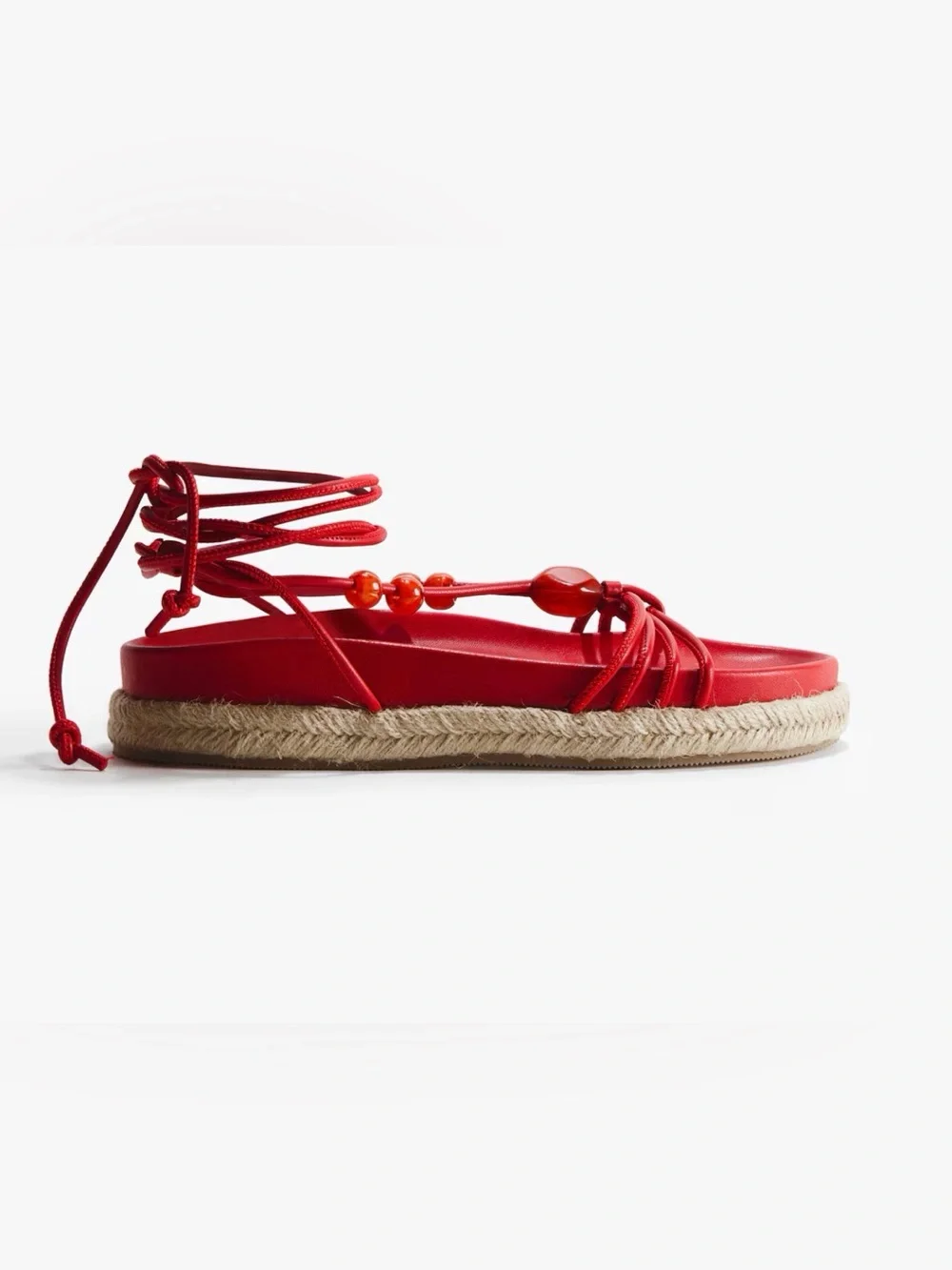 H&M Women’s Red Lace-Up Espadrille Sandal size 7